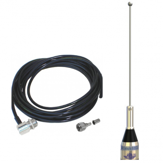 Antena Móvel 1/4 Vhf e Cabo 5 metros  com coenctor mini motorola Ars - Mv00bc