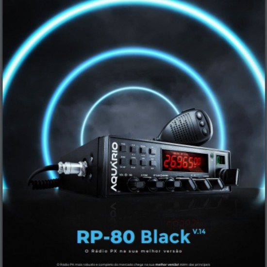 Rádio Aquario Px Rp-80 black Canais  versão 14 Homolagado anatel  