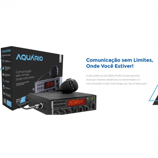 Rádio Aquario Px Rp-80 black Canais  versão 14 Homolagado anatel  