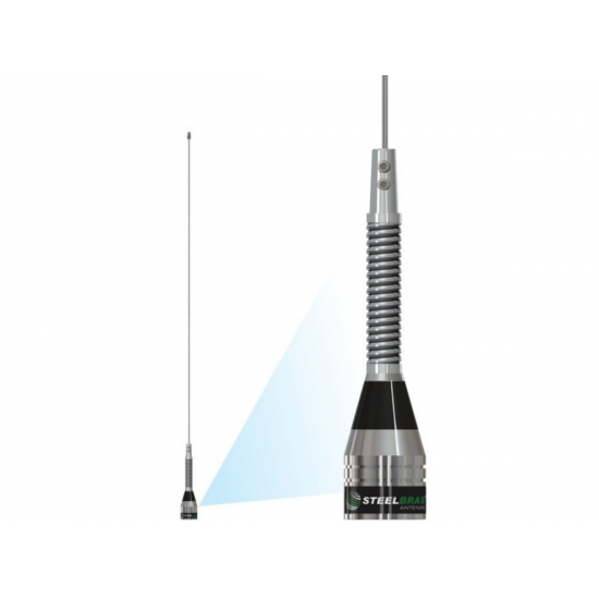 Antena Móvel Vhf 1/4 De Onda Com Mola e cabo de 5 metros - Ap4186